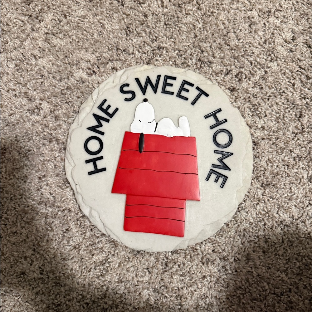 Peanuts Red and White Home Sweet Home stepping stone or wall plaque